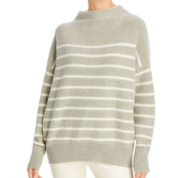 Vince Breton Stripe Boiled Cashmere Funnel Neck $425 NWT - Picture 2 of 8